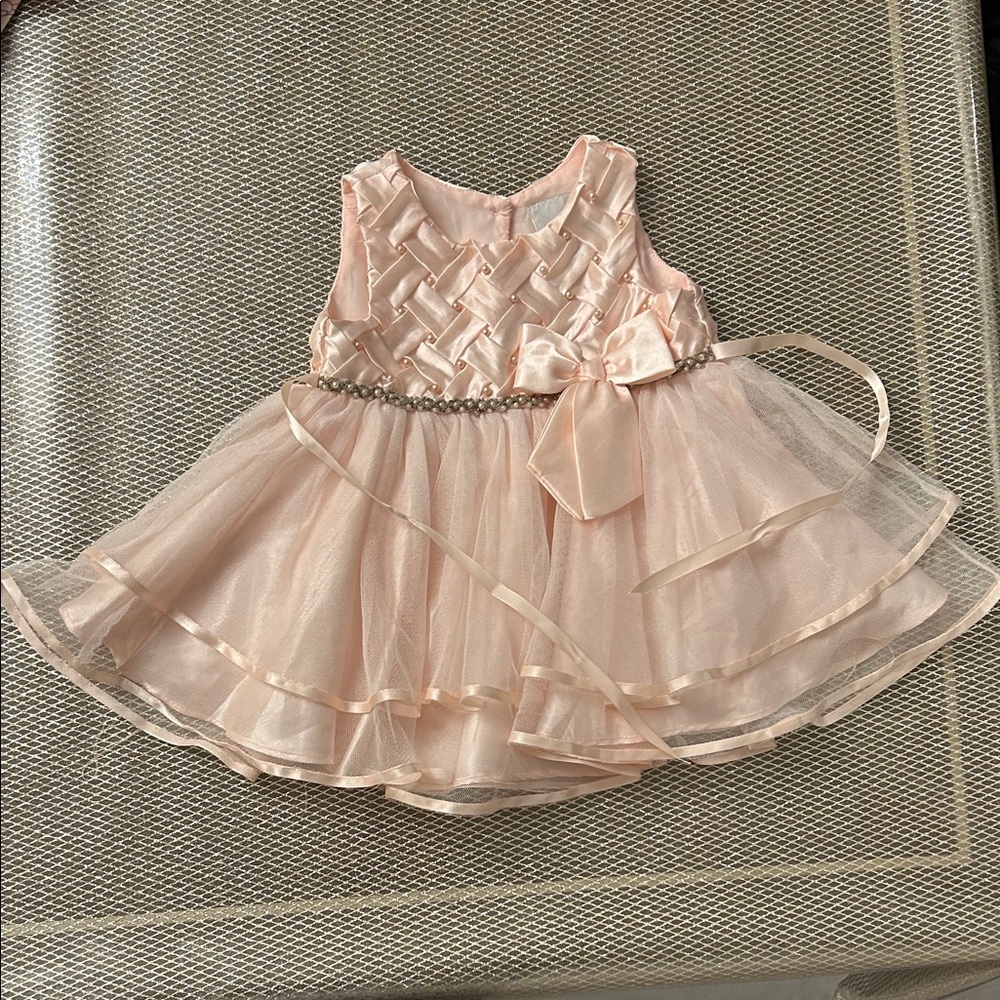 Rare Editions Pink Satin Baby Dress